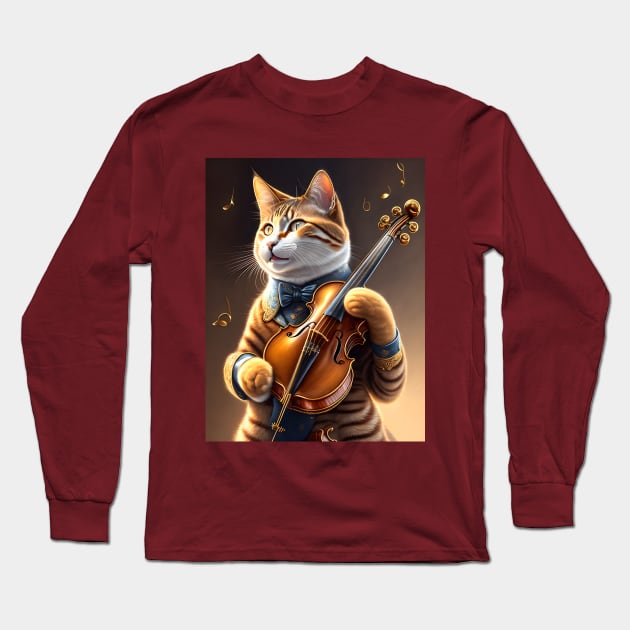 Mr. cat plays the violin Long Sleeve T-Shirt by MarionsArt